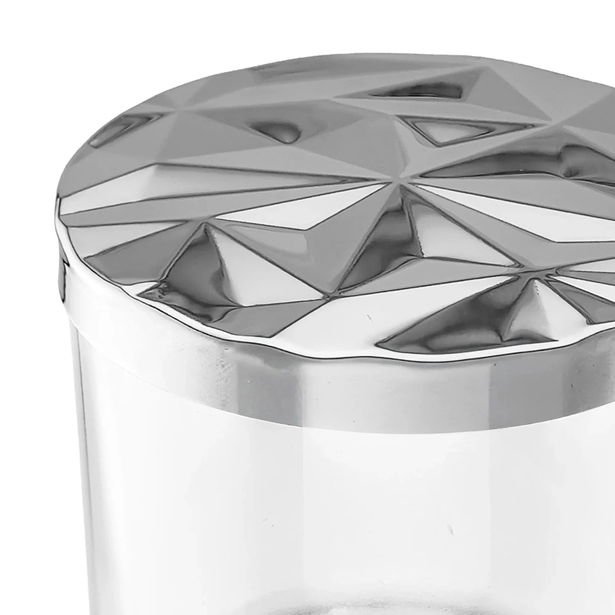 Tapa de Aluminio M para vasos de velas - Diseño Diamantado - Tapa para Vela Color Plata Metálico - Candle Craft