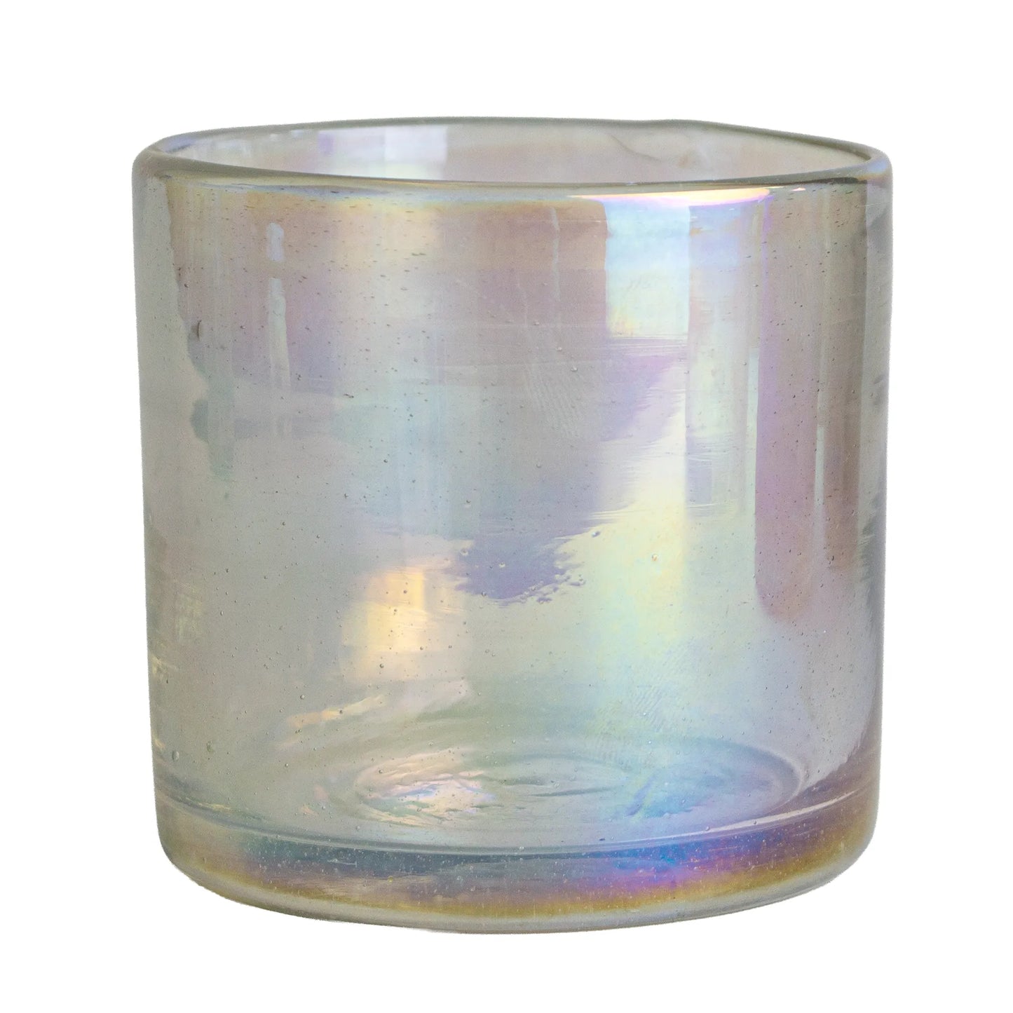 500ml - Florencia Vaso de vidrio soplado artesanal - Tornasol Transparente - Hecho a mano