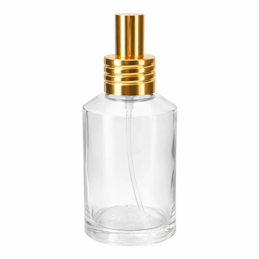 100ml Botella de Vidrio con Atomizador para Perfumes y Room Spray - Transparente con Dorado - Candle Craft