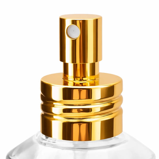 100ml Botella de Vidrio con Atomizador para Perfumes y Room Spray - Transparente con Dorado - Candle Craft