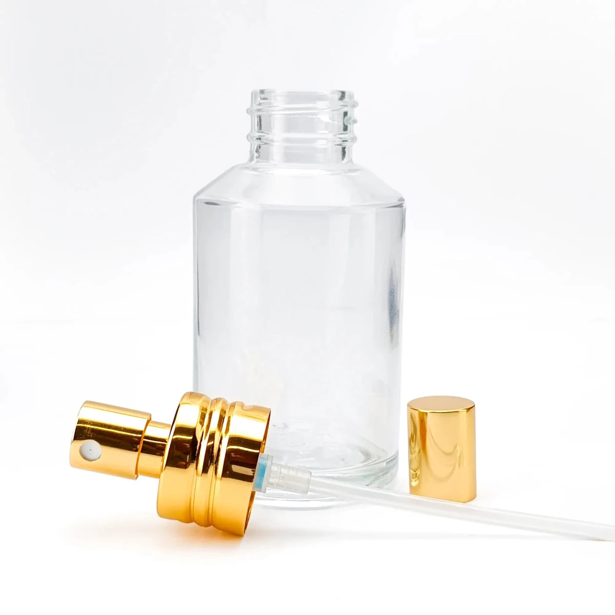100ml Botella de Vidrio con Atomizador para Perfumes y Room Spray - Transparente con Dorado - Candle Craft