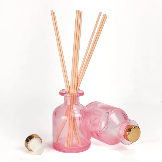 100ml Florida - Frasco para Difusor de Vidrio - Botella Difusor de Varillas Redondo - Rosa Transparente - Candle Craft