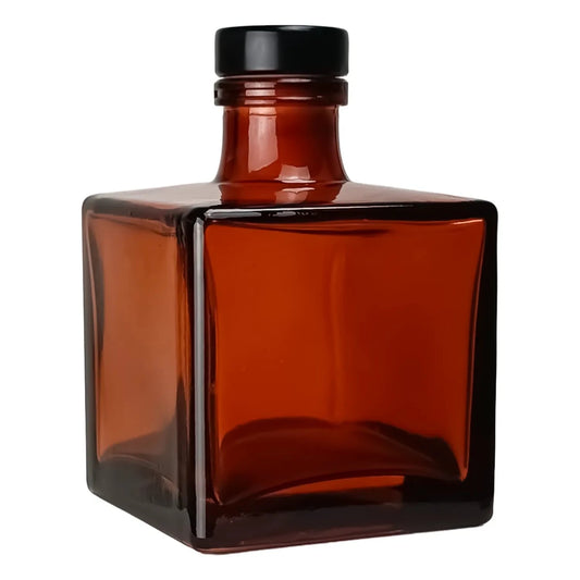 100ml Lucca - Frasco para Difusor de Vidrio - Botella Difusor de Varillas Cuadrado - Ámbar Transparente - Candle Craft