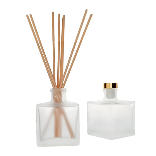 100ml Lucca - Frasco para Difusor de Vidrio - Botella Difusor de Varillas Cuadrado - Blanco Satinado - Candle Craft