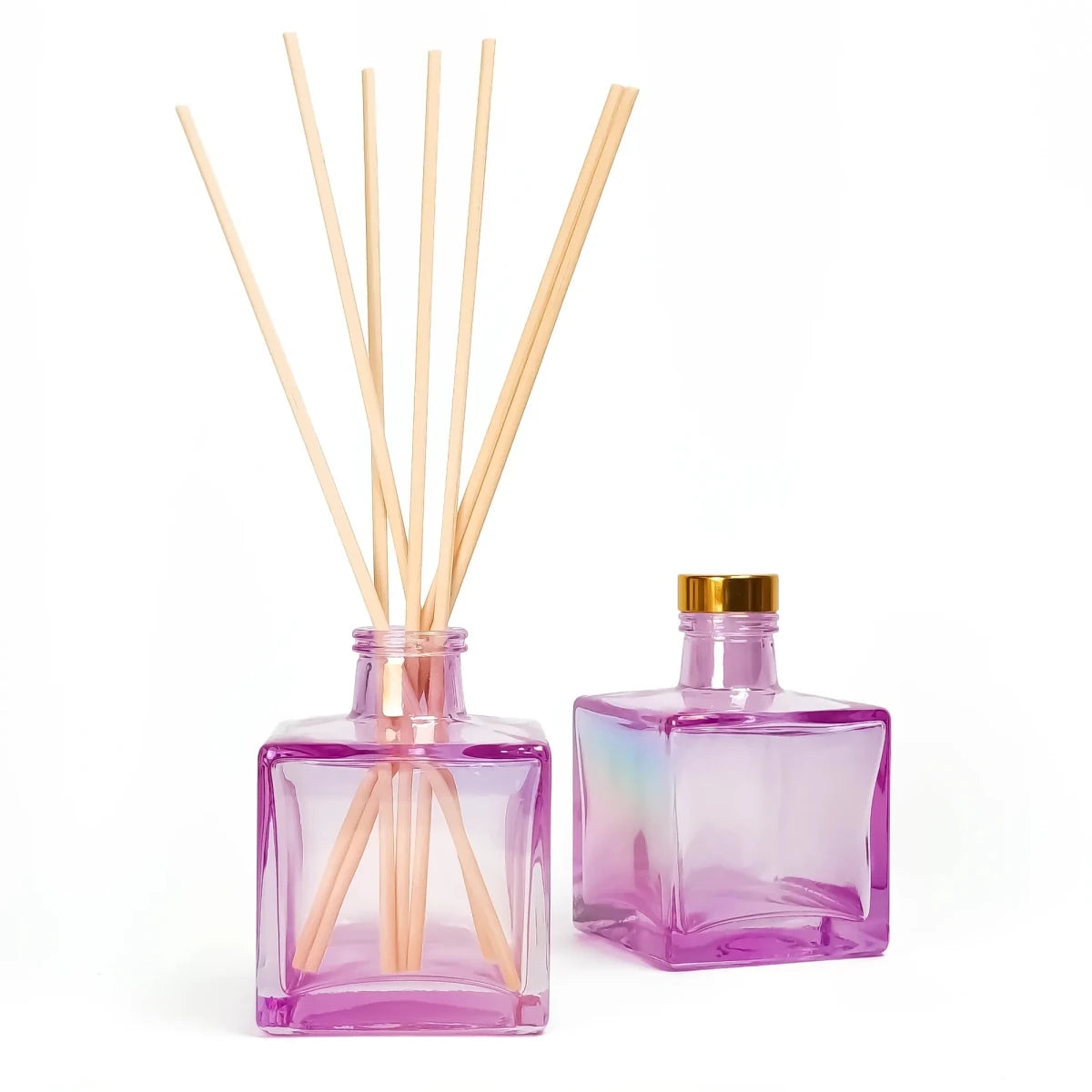 100ml Lucca - Frasco para Difusor de Vidrio - Botella Difusor de Varillas Cuadrado - Morado Tornasol - Candle Craft