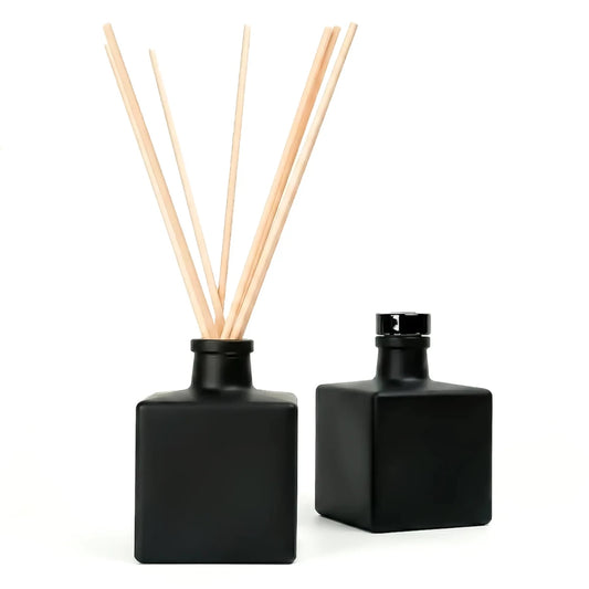100ml Lucca - Frasco para Difusor de Vidrio - Botella Difusor de Varillas Cuadrado - Negro Mate - Candle Craft