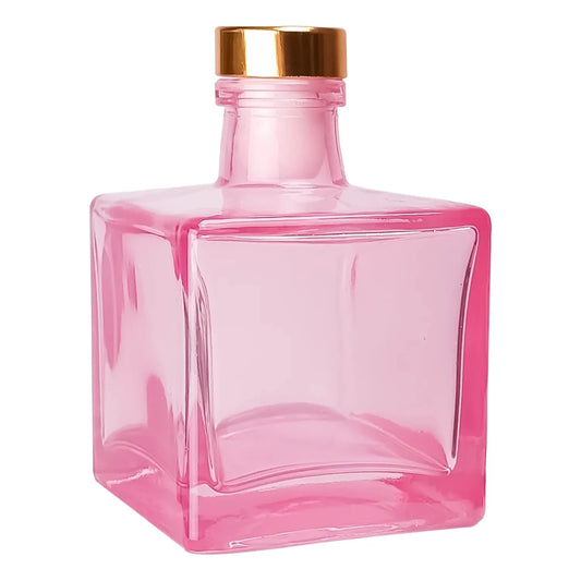 100ml Lucca - Frasco para Difusor de Vidrio - Botella Difusor de Varillas Cuadrado - Rosa Transparente - Candle Craft