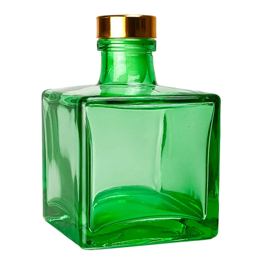 100ml Lucca - Frasco para Difusor de Vidrio - Botella Difusor de Varillas Cuadrado - Verde Transparente - Candle Craft