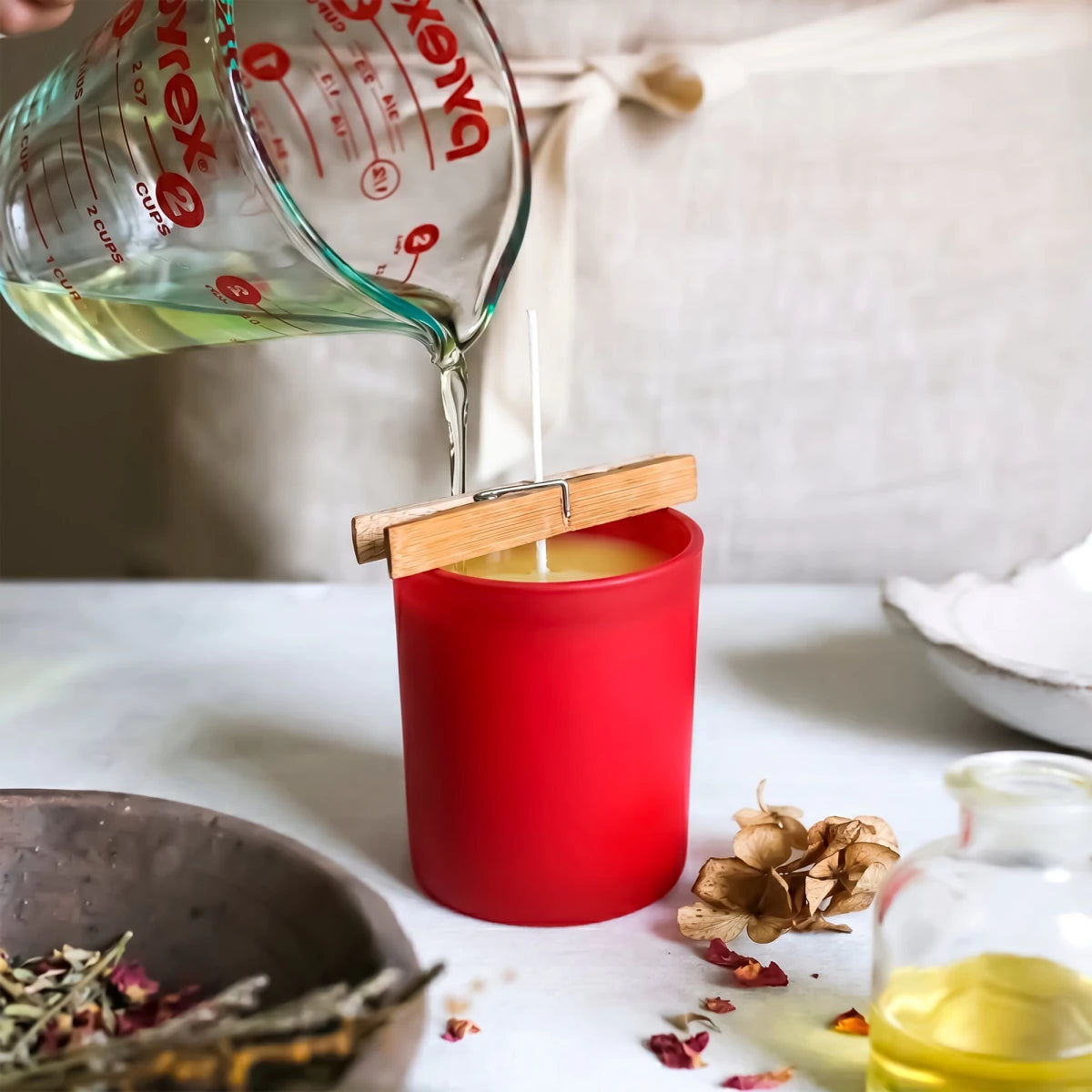 100ml - Mónaco Vaso de vidrio para velas - Frasco Rojo Tinto Mate - Candle Craft