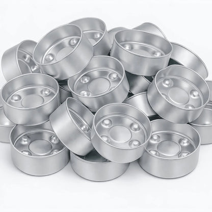 100pzas - Lata de Aluminio para Velas de Té (3.8 cm x 1.9 cm) – Vasos para Velas de Té Artesanales con Mechas / Pabilos - Candle Craft