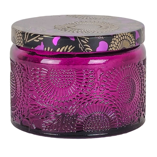 140ml - Londres Vaso de vidrio para velas - Morado Relieve