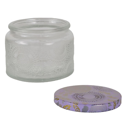 140ml - Londres Vaso de vidrio para velas - Transparente Relieve