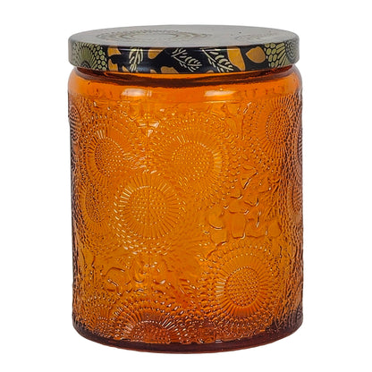250ml - Londres Vaso de vidrio para velas - Naranja Relieve