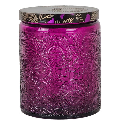250ml - Londres Vaso de vidrio para velas - Morado Relieve