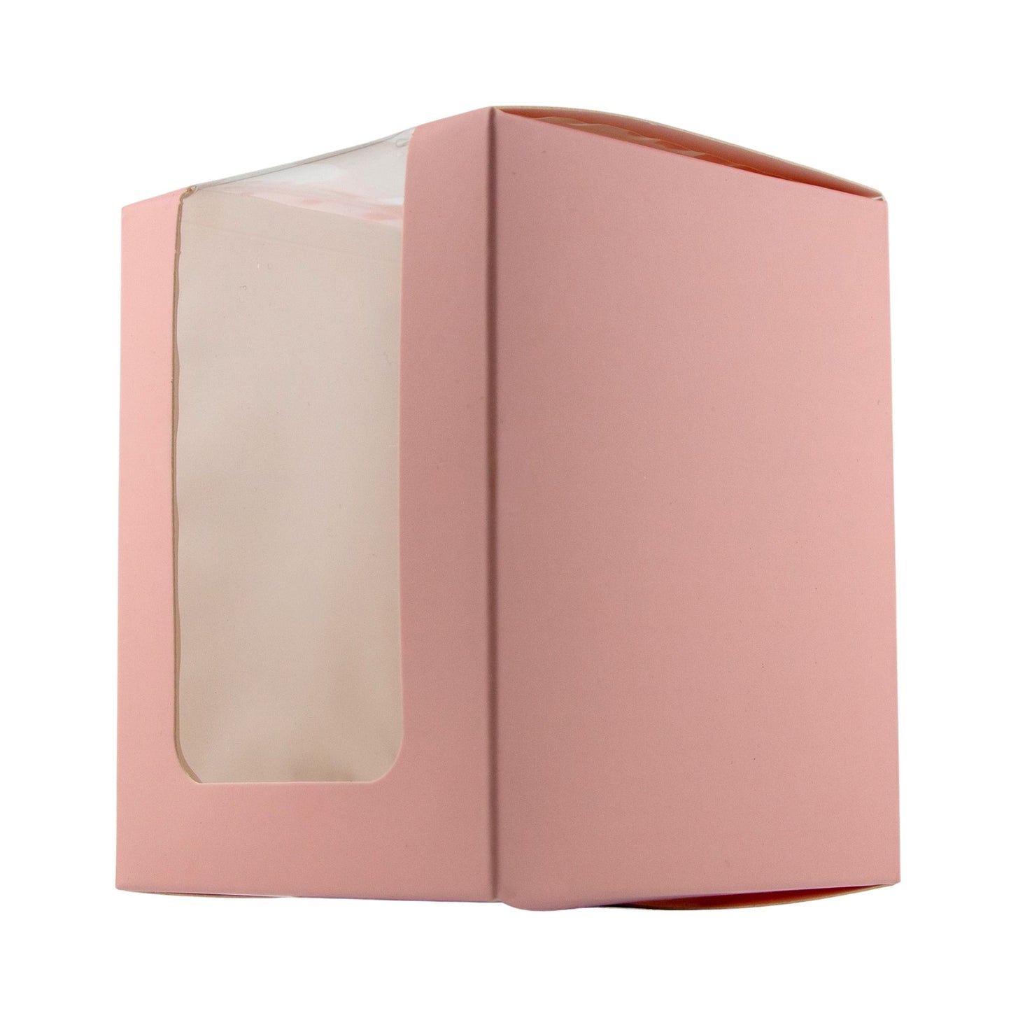 Caja Decorativa Cuadrada para Velas – Rosa - Ventana Transparente | Chica 8x10 cm