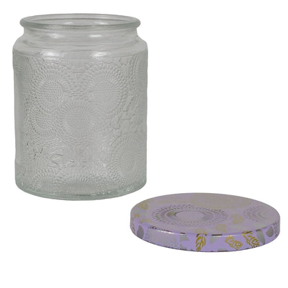 250ml - Londres Vaso de vidrio para velas - Transparente Relieve