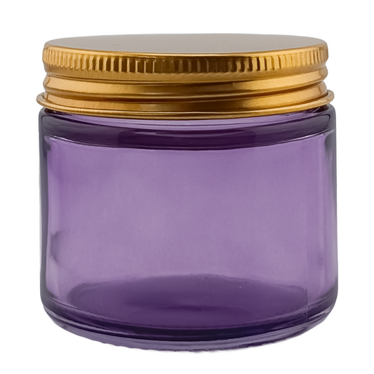 130ml - Miami Vaso de vidrio con rosca para velas - Morado con tapa Dorada