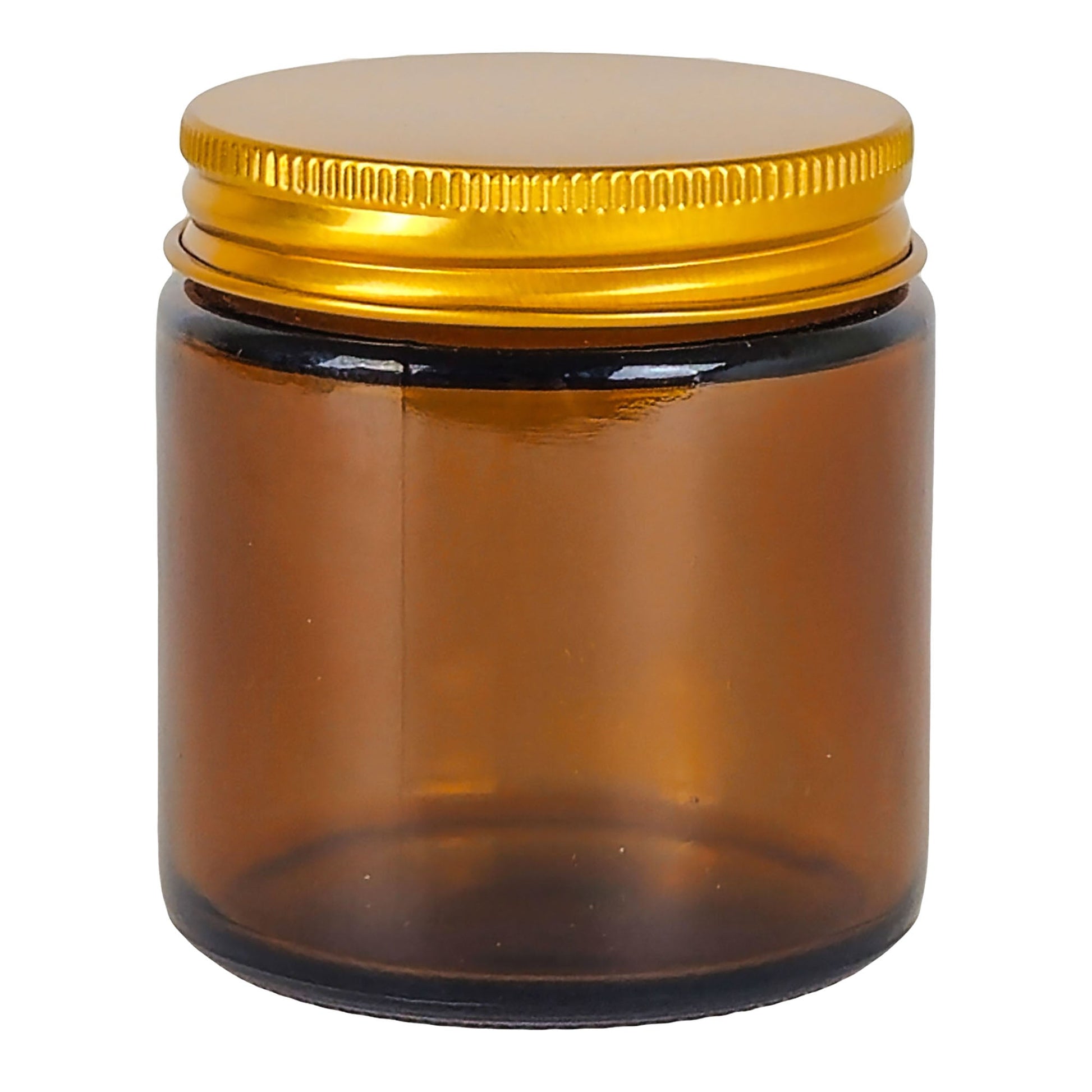 130ml - Miami Vaso de vidrio con rosca para velas - Ámbar con tapa dorada - Candle Craft