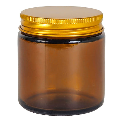130ml - Miami Vaso de vidrio con rosca para velas - Ámbar con tapa dorada - Candle Craft