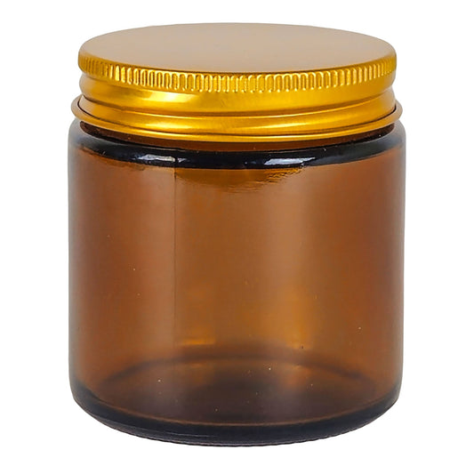 130ml - Miami Vaso de vidrio con rosca para velas - Ámbar con tapa dorada - Candle Craft