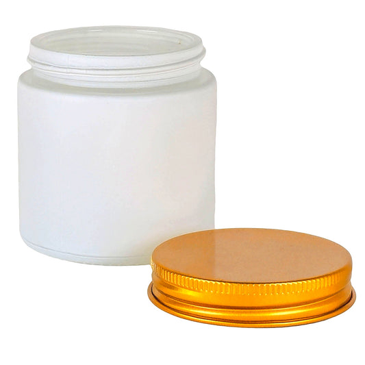 130ml - Miami Vaso de vidrio con rosca para velas - Blanco con tapa dorada - Candle Craft