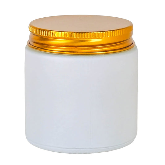 130ml - Miami Vaso de vidrio con rosca para velas - Blanco con tapa dorada - Candle Craft