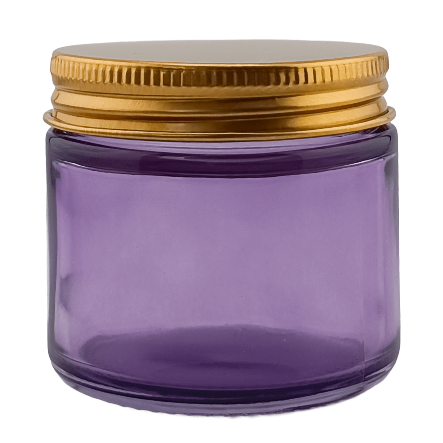 130ml - Miami Vaso de vidrio con rosca para velas - Morado con tapa Dorada - Candle Craft