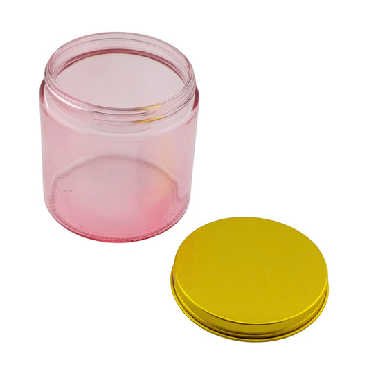 130ml - Miami Vaso de vidrio con rosca para velas - Rosa con tapa Dorada - Candle Craft