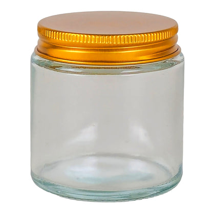 130ml - Miami Vaso de vidrio con rosca para velas - Transparente con tapa dorada - Candle Craft