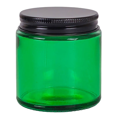130ml - Miami Vaso de vidrio con rosca para velas - Verde con tapa negra - Candle Craft