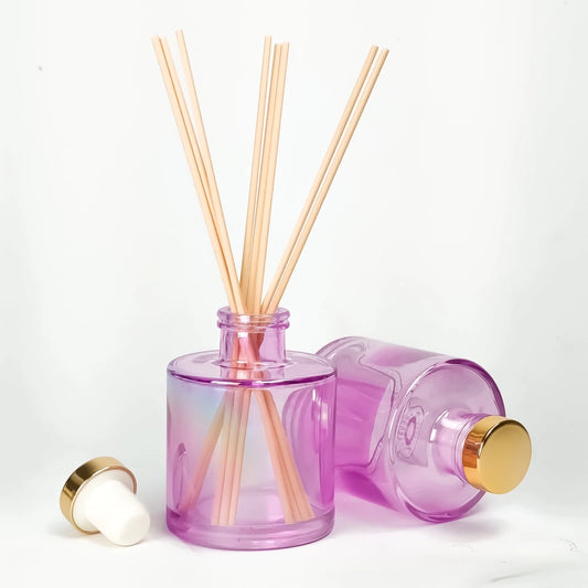 130ml Verona - Frasco para Difusor de Vidrio - Botella Difusor de Varillas Redondo - Morado Tornasol - Candle Craft