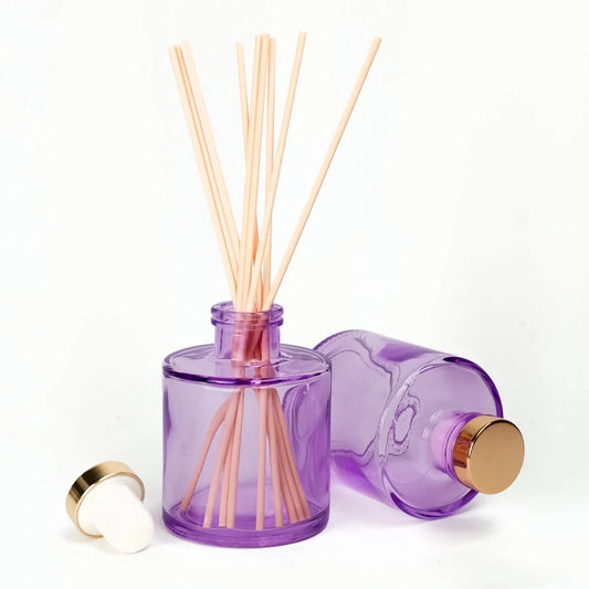 130ml Verona - Frasco para Difusor de Vidrio - Botella Difusor de Varillas Redondo - Morado Transparente - Candle Craft