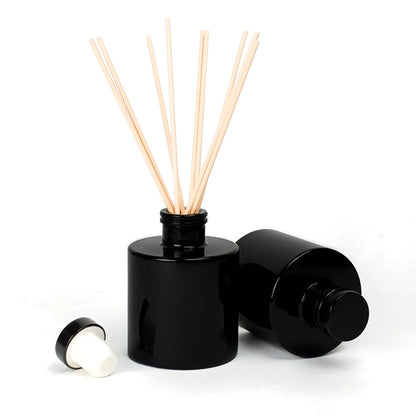 130ml Verona - Frasco para Difusor de Vidrio - Botella Difusor de Varillas Redondo - Negro Brillante - Candle Craft