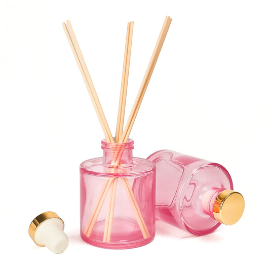 130ml Verona - Frasco para Difusor de Vidrio - Botella Difusor de Varillas Redondo - Rosa Transparente - Candle Craft