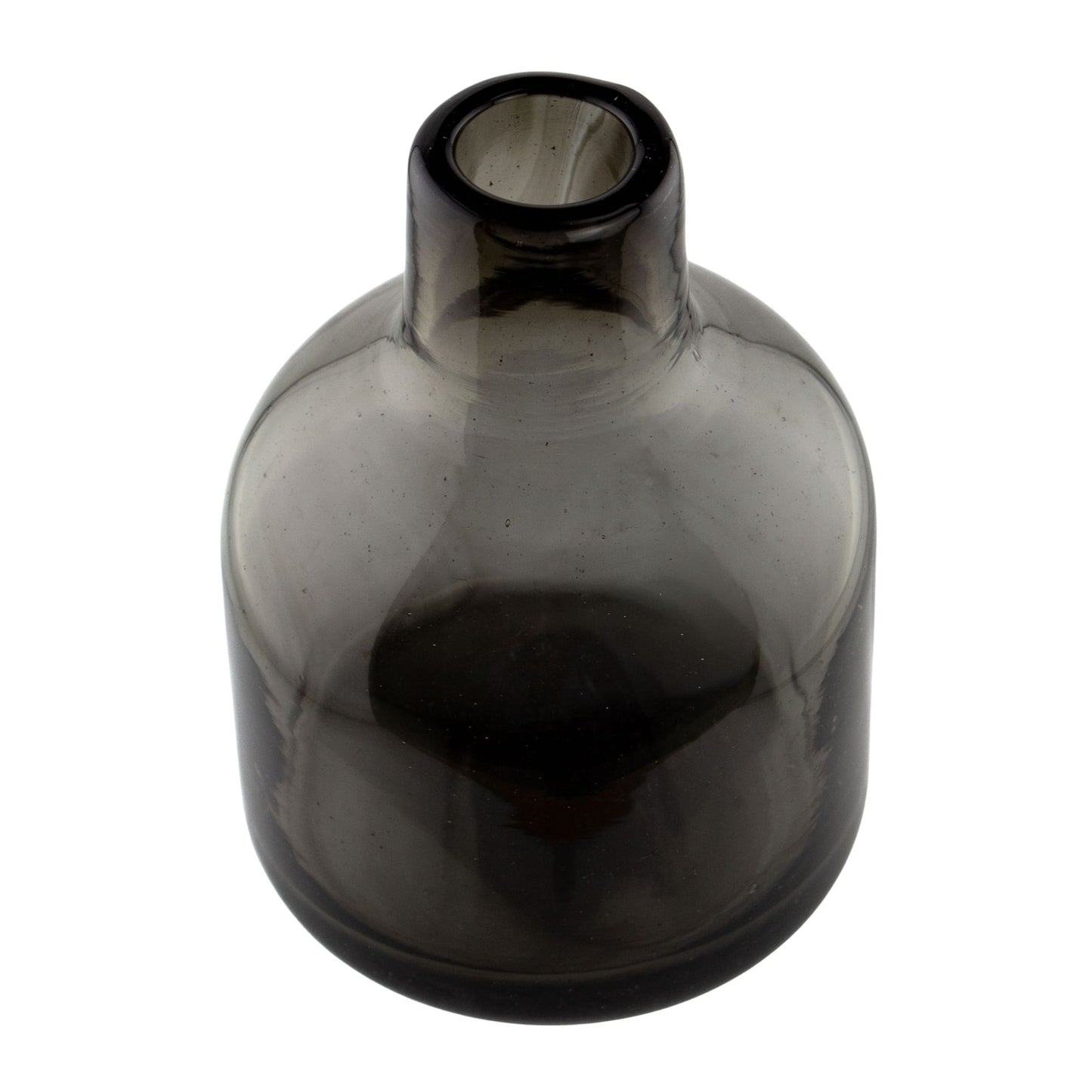 270ml - Florencia Botella Frasco para Difusor de Vidrio Soplado Artesanal - Gris Oscuro / Negro - Hecho a mano