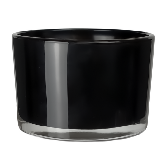 140ml - Mónaco Vaso de vidrio para velas - Negro  Brillante