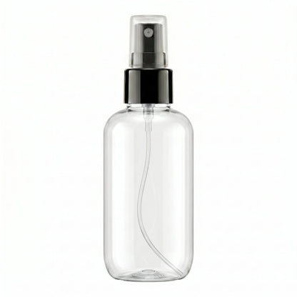 140ml Botella para Room Spray Con Atomizador Fino- Recipiente para Spray Aromatizante para Casa – Disparo Claro - Transparente / Negro - Candle Craft