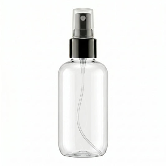 140ml Botella para Room Spray Con Atomizador Fino- Recipiente para Spray Aromatizante para Casa – Disparo Claro - Transparente / Negro - Candle Craft