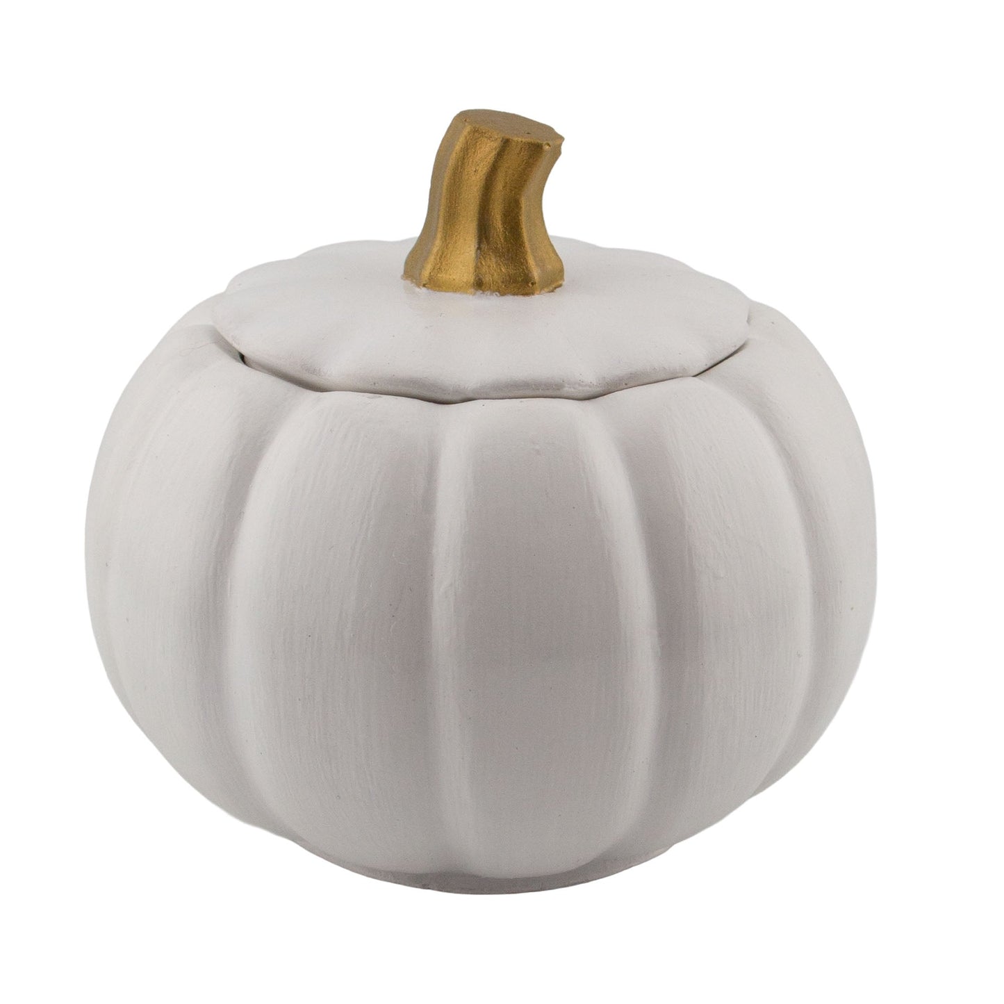 140ml - Colección Hechizo - Calabaza de Yeso para Velas - Blanco / Dorado (Edición Especial de Halloween) - Candle Craft