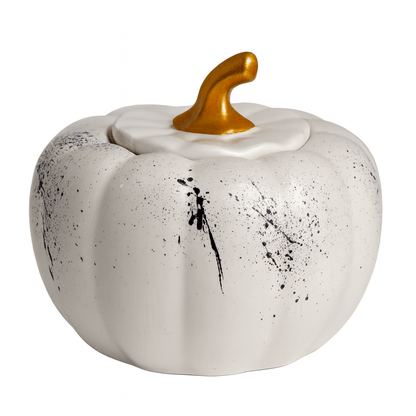 140ml - Colección Hechizo - Calabaza de Yeso para Velas - Blanco/ Negro (Edición Especial de Halloween) - Candle Craft