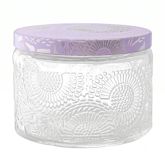 140ml - Londres Vaso de vidrio para velas - Frasco Cristal Transparente Relieve - Candle Craft
