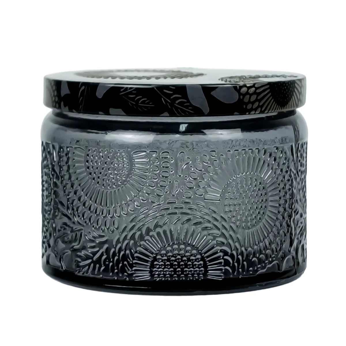 140ml - Londres Vaso de vidrio para velas - Frasco Gris Oscuro con Relieve - Candle Craft