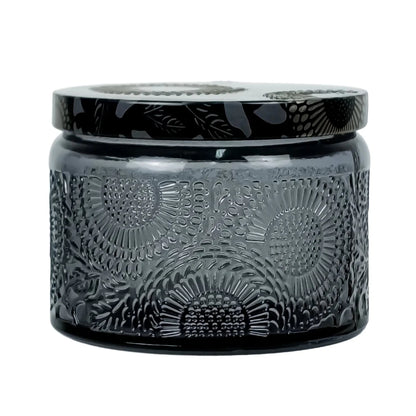 140ml - Londres Vaso de vidrio para velas - Frasco Gris Oscuro con Relieve - Candle Craft