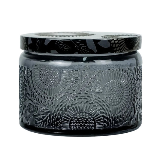 140ml - Londres Vaso de vidrio para velas - Frasco Gris Oscuro con Relieve - Candle Craft
