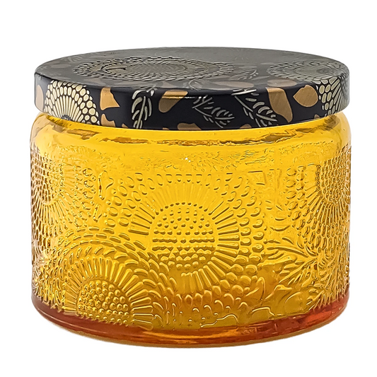 140ml - Londres Vaso de vidrio para velas - Frasco Naranja Relieve - Candle Craft