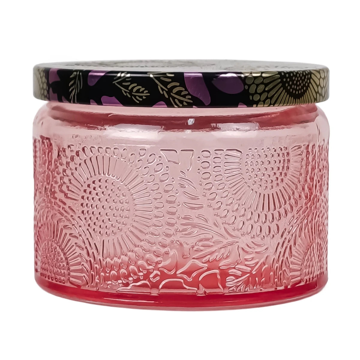 140ml - Londres Vaso de vidrio para velas - Frasco Rosa con Relieve - Candle Craft