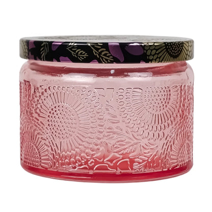 140ml - Londres Vaso de vidrio para velas - Frasco Rosa con Relieve - Candle Craft