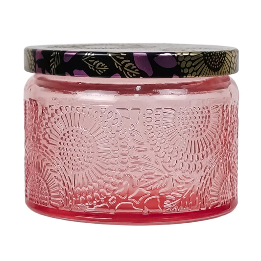 140ml - Londres Vaso de vidrio para velas - Frasco Rosa con Relieve - Candle Craft