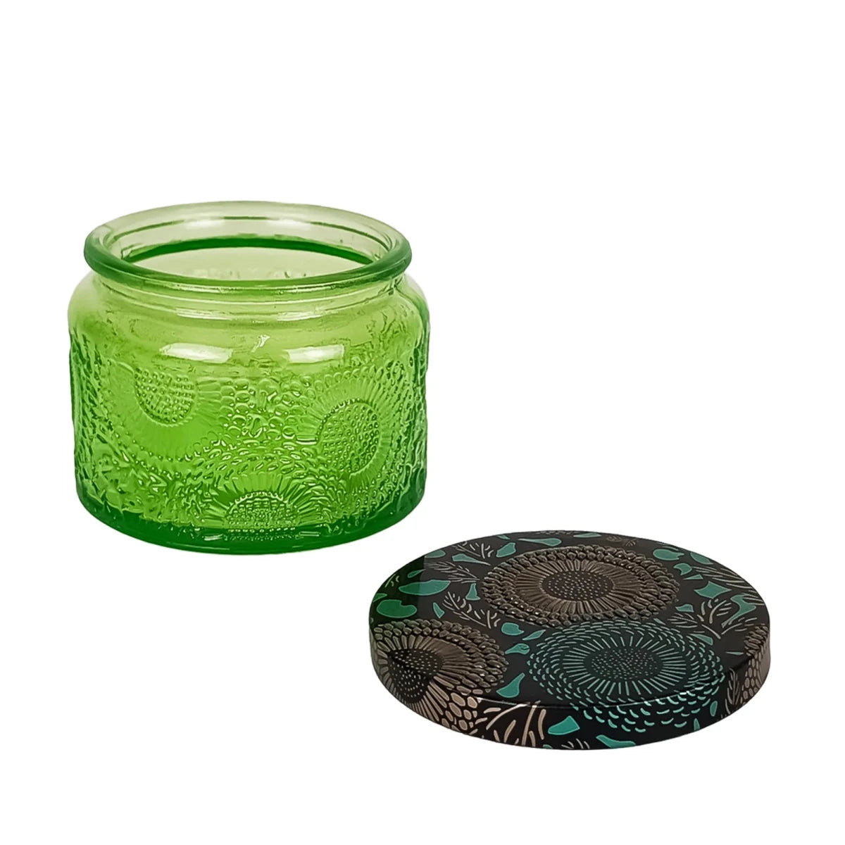 140ml - Londres Vaso de vidrio para velas - Frasco Verde con Relieve - Candle Craft
