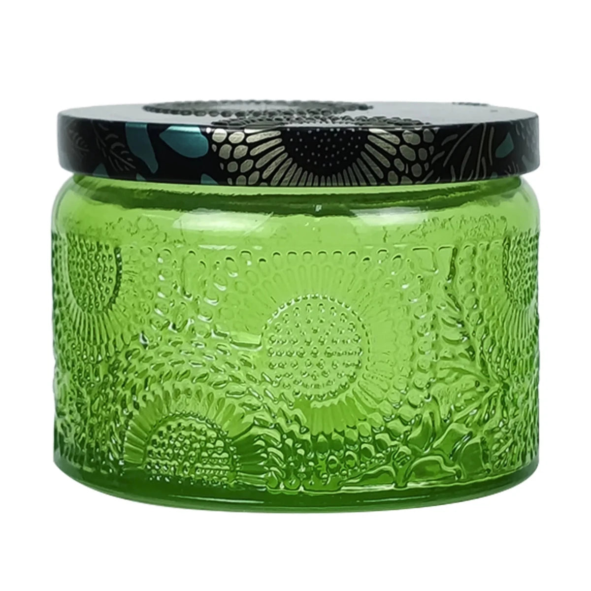 140ml - Londres Vaso de vidrio para velas - Frasco Verde con Relieve - Candle Craft